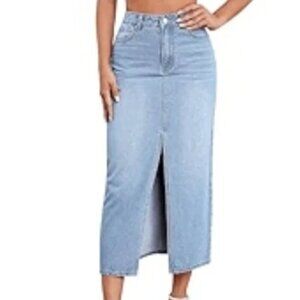Velvet Heart Paulina Midi Jean Skirt Large